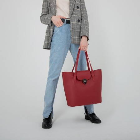 Bag Women's Tout with zipper, burgundy color-5
