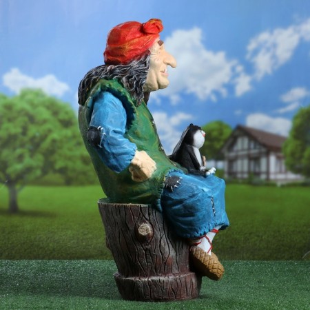 Garden figure "Baba Yaga on a mortar with a cat" 74x40x36 cm mix-6