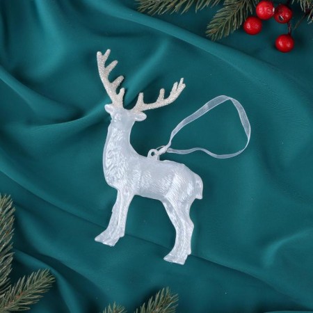 Christmas tree decoration "Deer shine" 12x14.5 cm, white