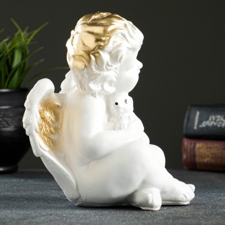 Figure "Angel with a Rabbit" White 19x16x14cm-3