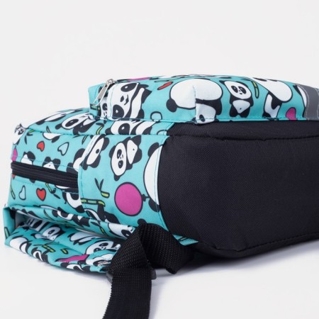 Baby backpack on a zipper, an external pocket, a reflective strip, the color of turquoise-2