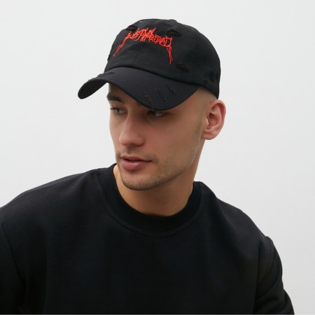 Men's baseball cap with minku cuts Black color, river 58-2