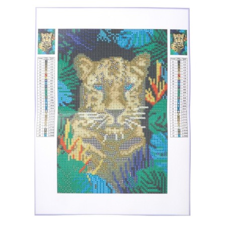 Diamond mosaic with full filling on the canvas "Leopard", 20 x 30 cm-1
