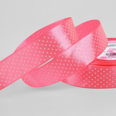 A satin ribbon "Golshek", 25 mm × 23 ± 1 m, pink color No. 005