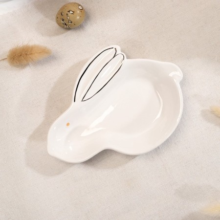 The dish of the shade "Bunny in gold", 15.5 × 11 × 2.5 cm, white color-2