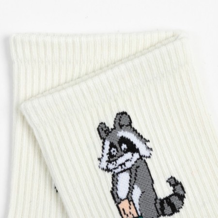 Women's socks "raccoon", white color, size 36-40-1