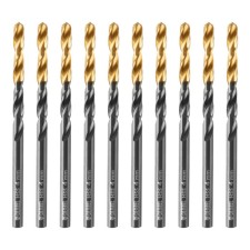 Сверло по металлу DENZEL 717204, HSS-Tin, Golden Tip, 10 штук, 4 мм