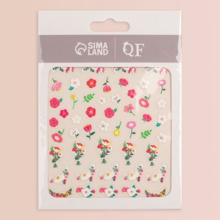Nail stickers "Field flowers", voluminous, multi -colored-3