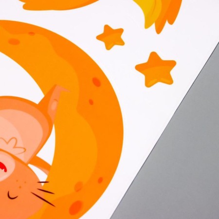 Sticker Plastic Interior color "Sleeping animals on the clouds" 40x60 cm-2