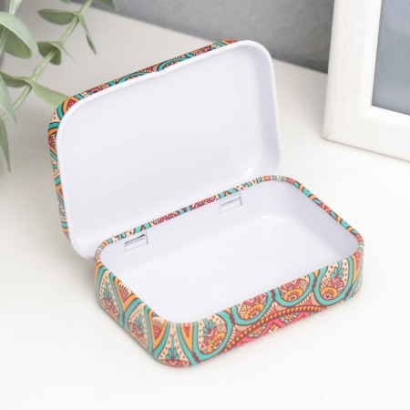 Casket metal rectangular "Bright pattern" mix 5x7.5x1.7 cm-4