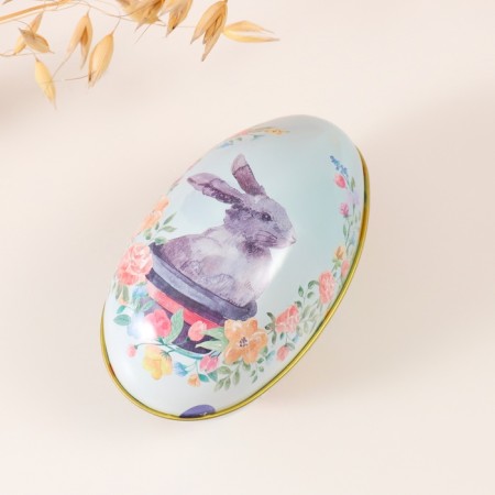 Casket Metal Egg "Easter bunny in a pot" 7x6.5x11 cm-1