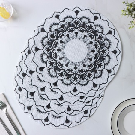 A set of serving napkins on the table of the mandalas, 4 pcs, d = 38 cm, white color-2