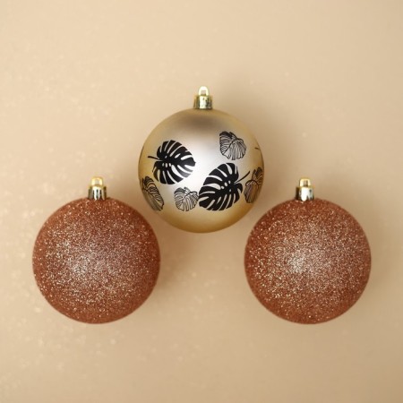 Christmas tree balls New Year's “Tropics”, for the New Year, plastic, D = 8, 3 pcs., Pearl color-3