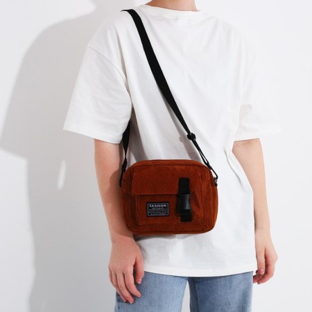 Youth bag with zipper, 1 outer pocket, brown color-2