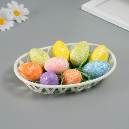 Easter decor "Eggs with lace in a nest" set 9 pcs 3.5x12x18 cm-1
