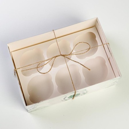 Capcake box, confectionery packaging, 6 cells “For you”, 23 x 16 x 7.5 cm-1