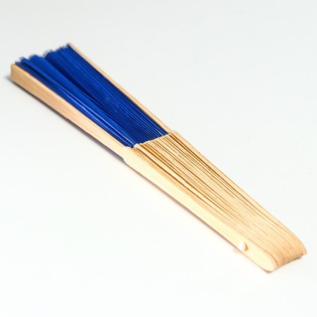 Fan bamboo, textiles h = 21 cm "monocet" in the box, blue-5
