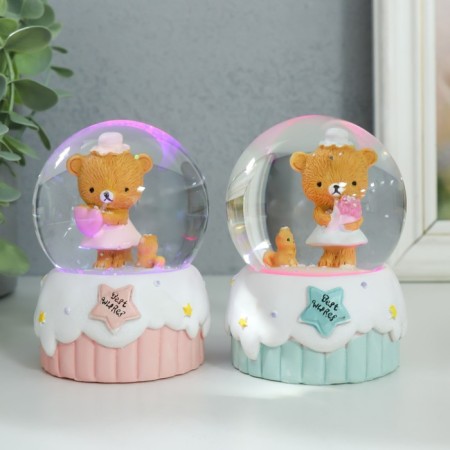 Souvenir Polystone Water Ball Light "Festive Bear" mix 6x6x8.5 cm-2