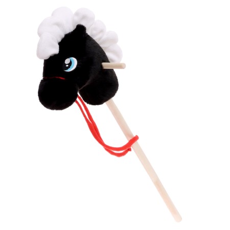 Soft toy "horse-horseman", on a stick, mix, black color-4
