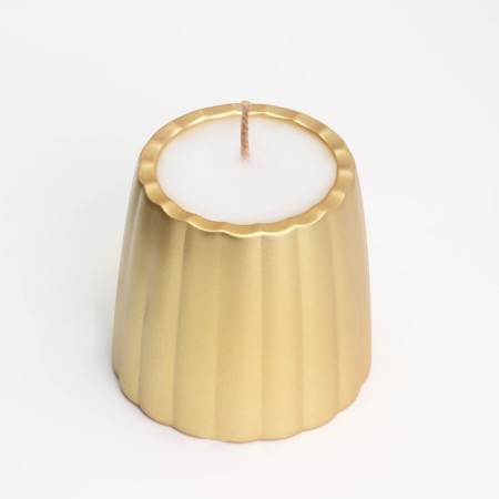 A candle in a candlestick of gypsum with smooth faces, 9.5x9cm, gold-2
