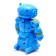 The robot is musical, light and sound effects, drives, blue color