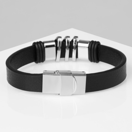 Unisex Bracelet "Power" Spit, black color with silver, 22 cm-1