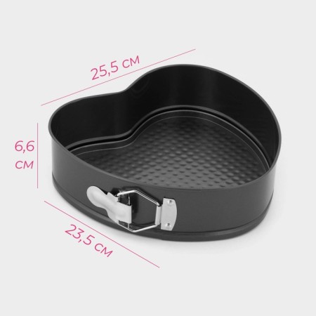 The form for baking the share "Elin. Heart ", 25.5 × 23.5 × 6.6 cm, removable bottom, anti -stick coating, black color-1