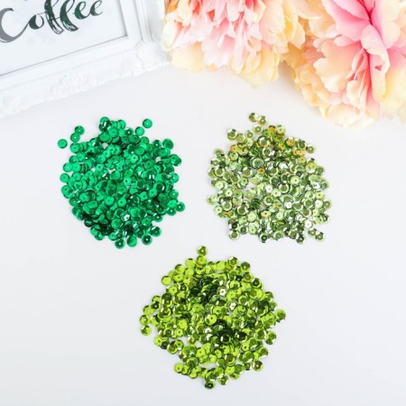 Sequins for creativity "classic", shades of green, 6 mm, 30 g