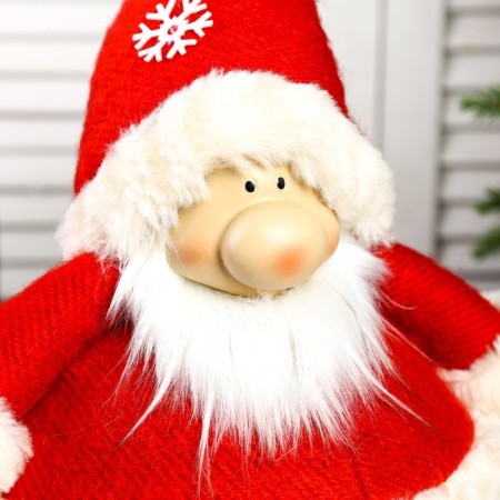 Interior doll "Grandfather Frost in red caftan and cap with snowflakes" 44x21x31 cm-4