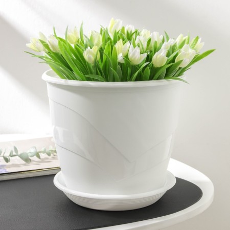 Pot for flowers with the Podon Venice, 4.1 l, D = 21 cm, white color