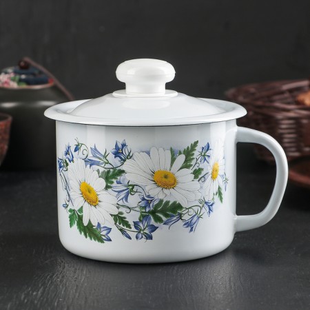 Lid mug, 1 L, Mix drawing, white color-6