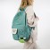 A backpack with a zipper, 3 outer pockets, turquoise color