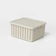 Storage box with a “knitting” lid, 1.5 l, 17 × 15 × 8 cm, color white rattan