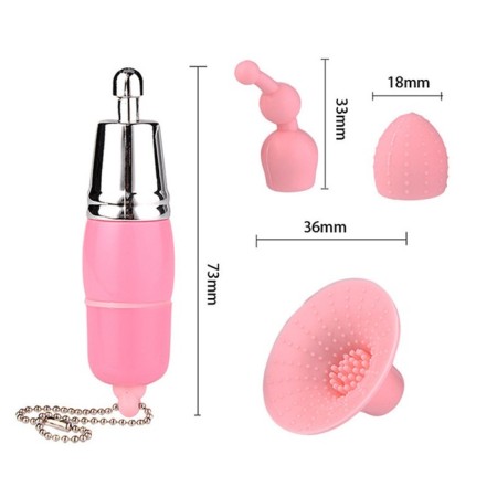 Vibrator-siders, 3 interchangeable nozzles, 1 mode, pink-1