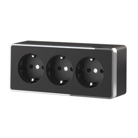 The socket w5073135 is triple, with grounding and curtains, black chrome