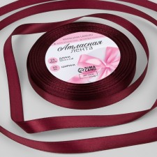 Satin tape, 10 mm × 23 ± 1 m, color ripe cherry