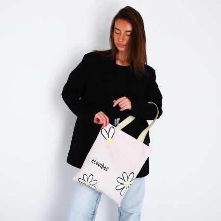 Bag Schoper "Flowers" 35x0.5x40 cm, Department without lightning, without lining, beige-8