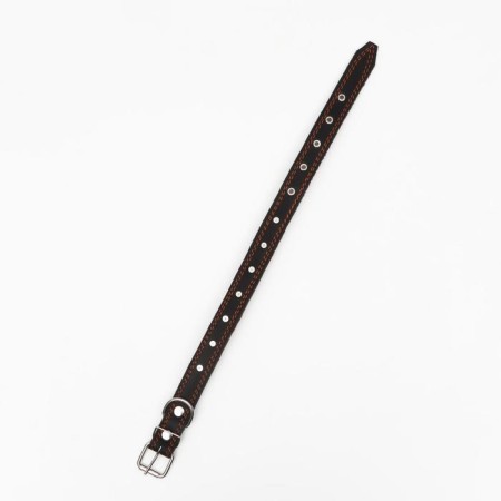 Leather collar "Strict spike", 65 x 3 cm, Osh 40-55 cm, black-2