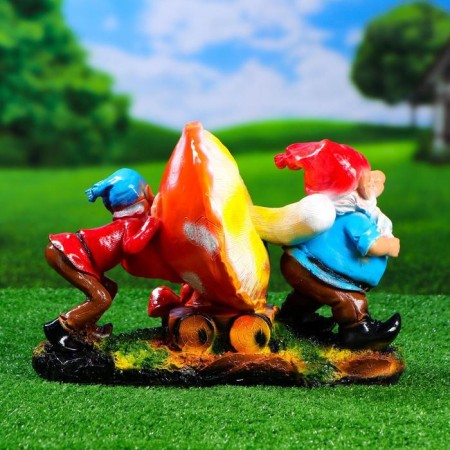 Garden figure "Two dwarves with fly agaric" 35x20x24cm-2