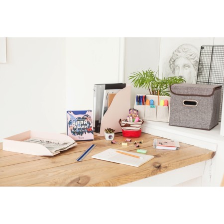Stelly box for storage with a lid "Office", 25 × 25 × 25 cm, color gray color-6