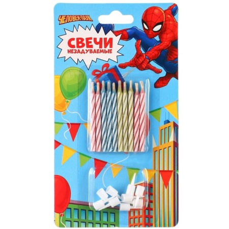 Set of candles absorbed for a cake, 10 pcs, Spider-Man-2
