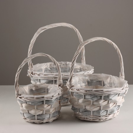 A set of baskets of 3 pcs, d31x17xh38cm, white, willow