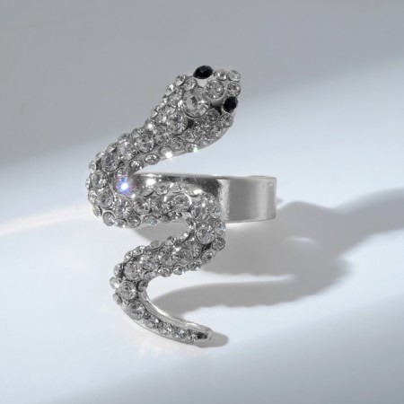 The ring "snake" curved, black and white color in silver, dimensionless-3