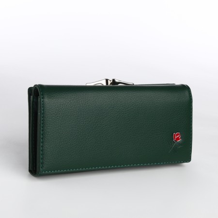 Women's wallet on a magnet, the color is dark green