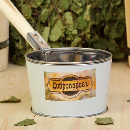 Stainless steel bathhouse, 1.2l, 45 cm, with a wooden pen, "Dobroparov"-2