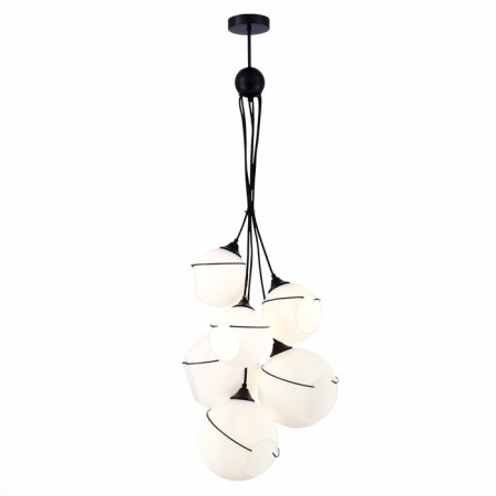 Suspended EVOLUCE lamp. Sle103143-06. Satturo. 6x60 watts, E27, 35x35x120 cm, black color
