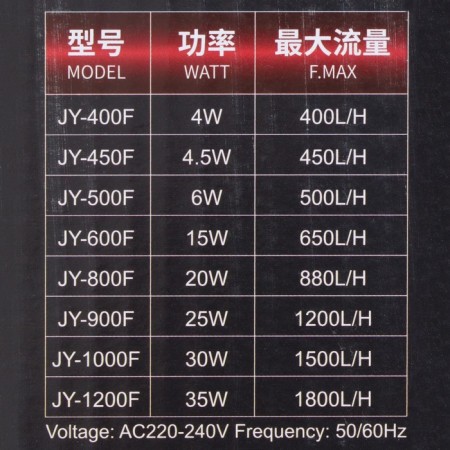 Internal filter Jingye JY-450F, 450 l/h, 4.5 watts-6