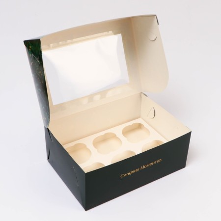 New Year. Box for 6 cupcakes with a window of "sweet moments", 25 x 17 x 10 cm, packaging-3