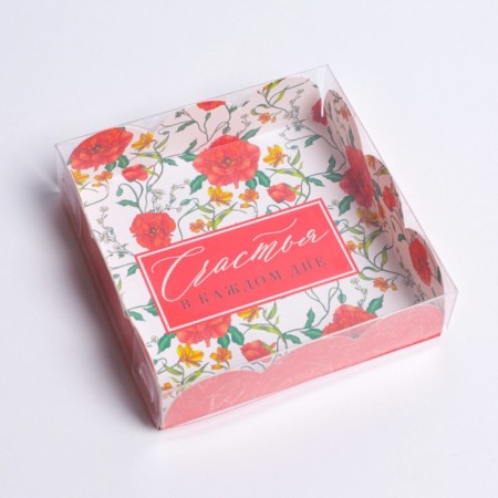 Bearbox, confectionery packaging with PVC lid, “Happiness in every day”, 10.5 x 10.5 x 3 cm-1