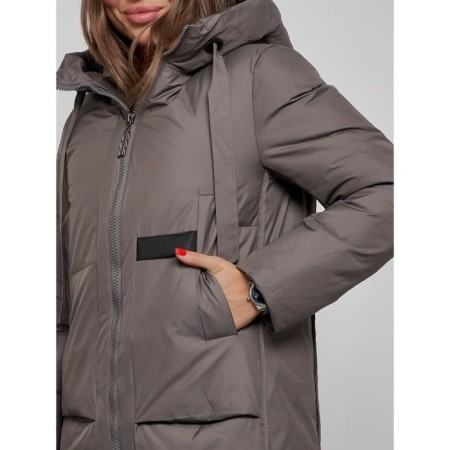 Coat insulated winter female, size 44, dark gray color-10